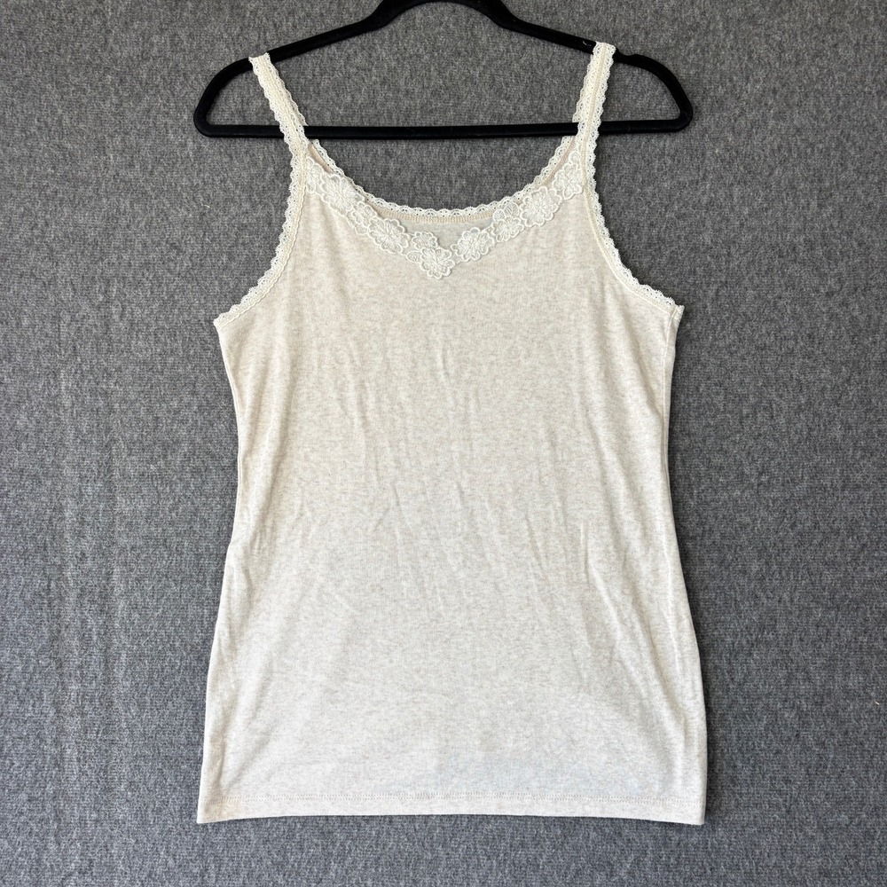 Mossimo Supply Co Womens XL Oatmeal Heather Lace Trim Cami Tank Top Beige